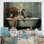 «Red Floral Doggy Bath Haven» - Art mural en métal pour salle de bain MT132119