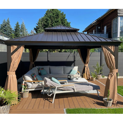 PURPLE LEAF 13' X 13' Outdoor Hardtop Gazebo Aluminum Gazebo With Galvanized Steel Double Roof