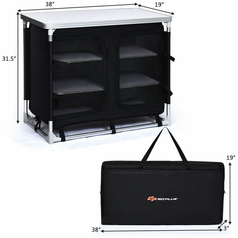 Table de cuisson extérieure pour camping avec rangement
