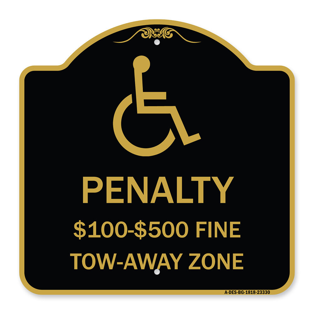 Signmission Designer Series Sign - Penalty - $100 - $500 Fine - Tow ...