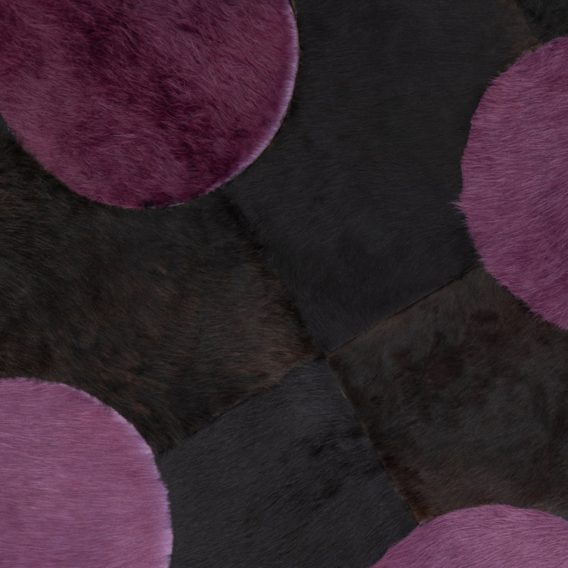 Art Hide X Greg Natale Cowhide Block Print Area Rug, Rectangle 5' x 8', Black/Purple