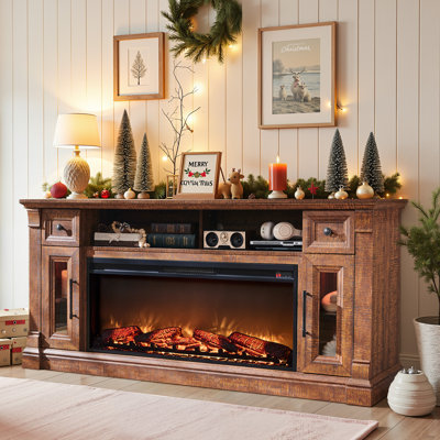 70"ModernFarmhouseFireplaceTVStandforTVsUpto 80",Brown