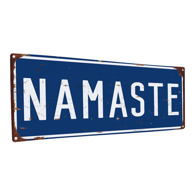 "Blue Namaste Metal Sign" sur métal, H 11,5 po x l 31 po
