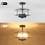 4 - Light 12.16'' Modern Industrial Drum Candle Semi Flush Mount Ceiling Light Fixture With Glass Panels Shade-1850727431