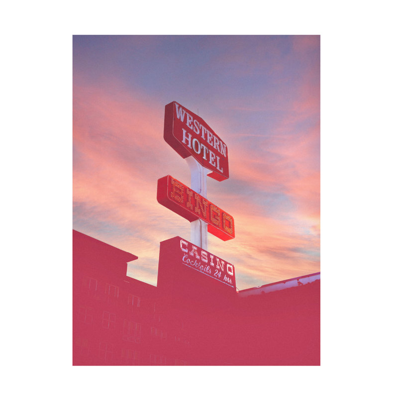 Impression sur toile, "Hotel Western" par Las Vegas, H 19 po x l 14 po