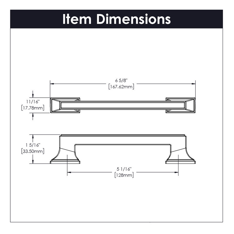 Brownstone Collection Handle Pull - Cabinet Pull - Transitional Hardware for Drawers & Cabinets, Matte Black, 5 1/16"