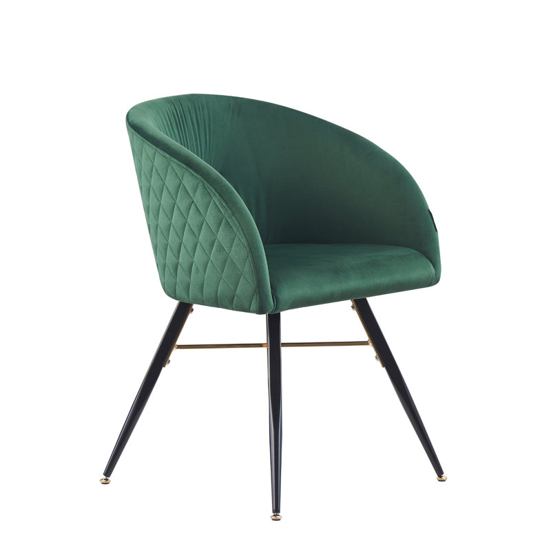 Goddard Modern Velvet Dining Chair - Ergonomic Upholstered Curved Back with Strong Metal Legs - button back Armchair for Living Room Dining Room - Single