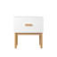 Table de chevet blanche moderne avec tiroir et pieds en bois, table de chevet minimaliste avec poignée pour chambre à coucher, salon, appartement