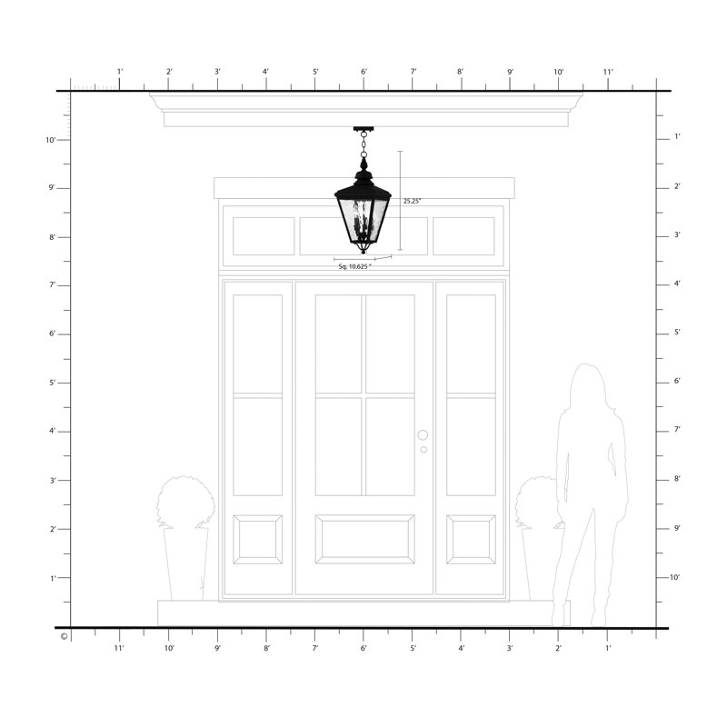 Lanterne suspendue d'extérieur à 3 lumières H 25,25 po Asila, Noir
