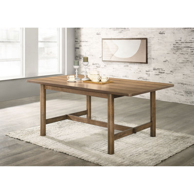 Table de salle à manger rectangulaire de style moderne du milieu du siècle, finition noyer, piètement à tréteaux pour cuisine, 97,7 cm de large, 177,8 cm de long, 77,5 cm de hauteur, 6 couverts, en bois d'ingénierie, style moderne, piètement, construction