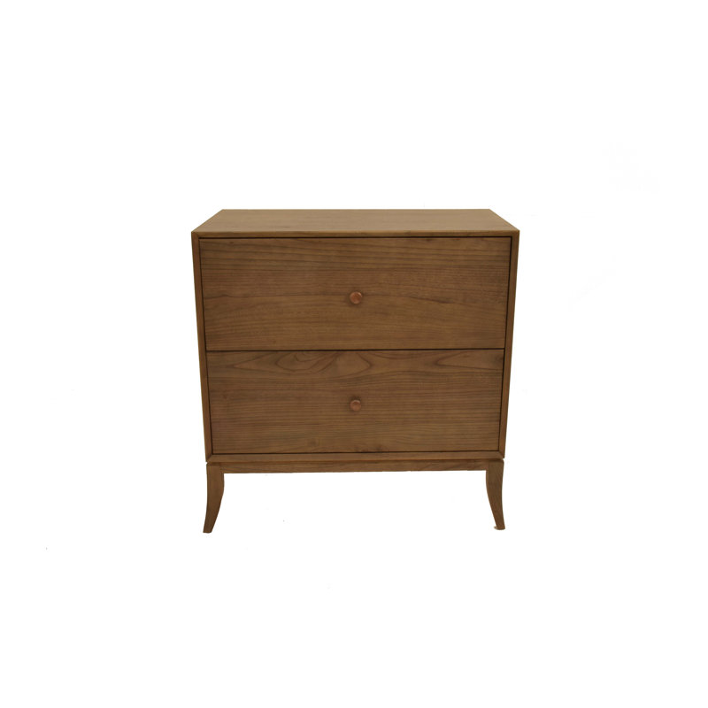 Adelchi 80cm W Solid Wood Bedside Table, Brown