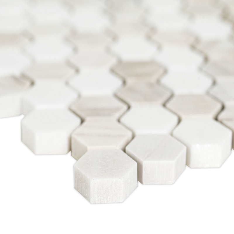 Auralie Hexagon 12 in. x 12 in. Polished Marble Mosaic Floor and Wall Tile