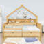 Lits plateforme doubles en bois avec DEL, tablettes et tiroirs-781609109