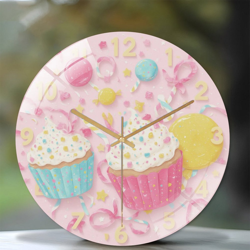 Horloge d'anniversaire avec petits gâteaux et bonbons