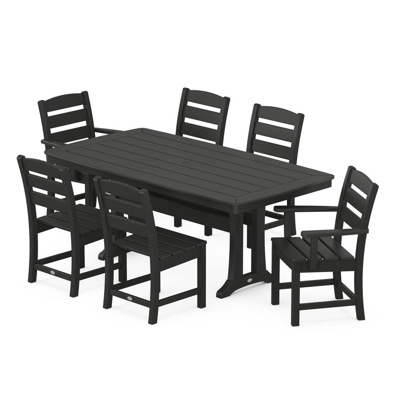 Lakeside 7-Piece Dining Set with Trestle Legs, Black