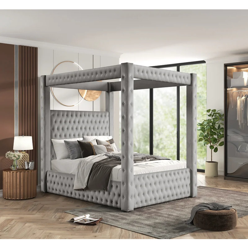 Lit plateforme Mansion, Gris clair, Grand