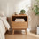 Table de chevet compacte en bois massif H 20,5 "avec tiroir et tablette ouverte MCM