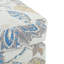 Pouf capitonné, beige et bleu