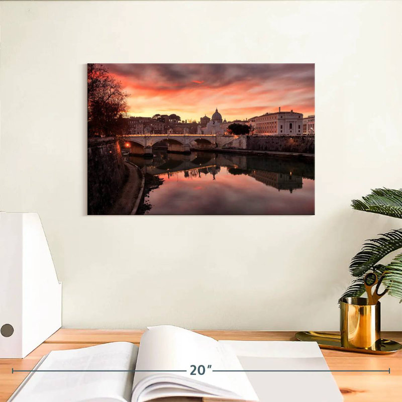 Sirci, Rome, coucher de soleil, H 8 po x l 12 po