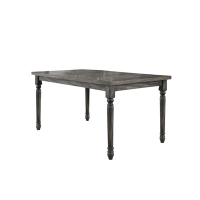 59 Inch Rectangular Dining Table In Weathered Grey Wood, Transitional And Rustic Design, Seats 6, Four Legs, Assembly Required Style Veneer