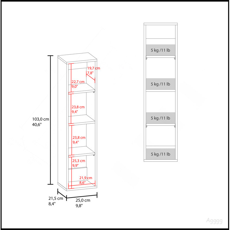 Cale Wall Cabinet, 4 Shelves, White