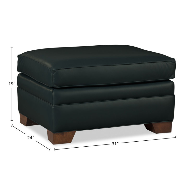 Vidonia Ottoman, Black Genuine Leather
