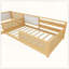 Structure de lit simple en L pour 2 enfants, lits convertibles détachables avec tableaux blancs, lit pour enfants en rotin avec étagères et lumières-129505897