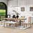 Stanely 6-Piece Extendable Dining Table with Footrest, 4 Linen Upholstered Dining Chairs and Bench-1657487364