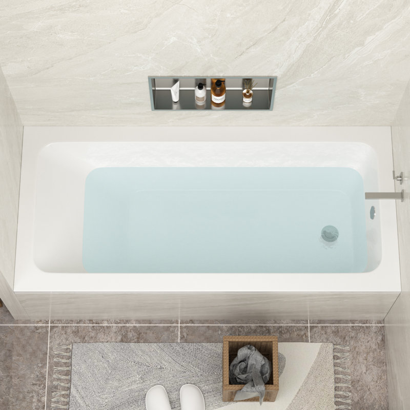 Baignoire de trempage en acrylique 66 po x 30 11/16 po avec égouttoir réversible blanc, 15.75"H X 66"L X 30.7"W