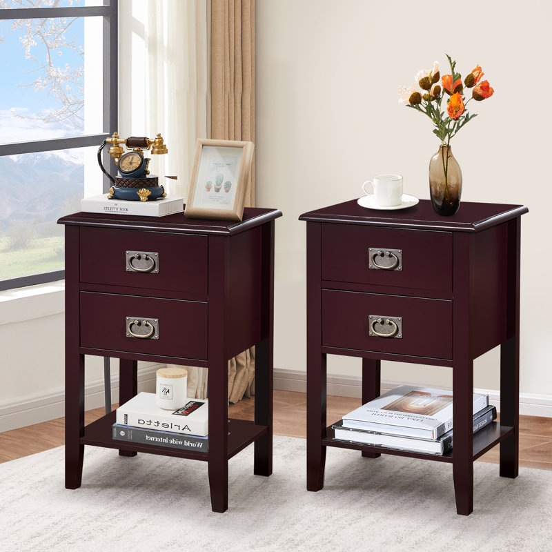 Miramontes 15.7'' W Nightstand, Red Brown, Set of 2
