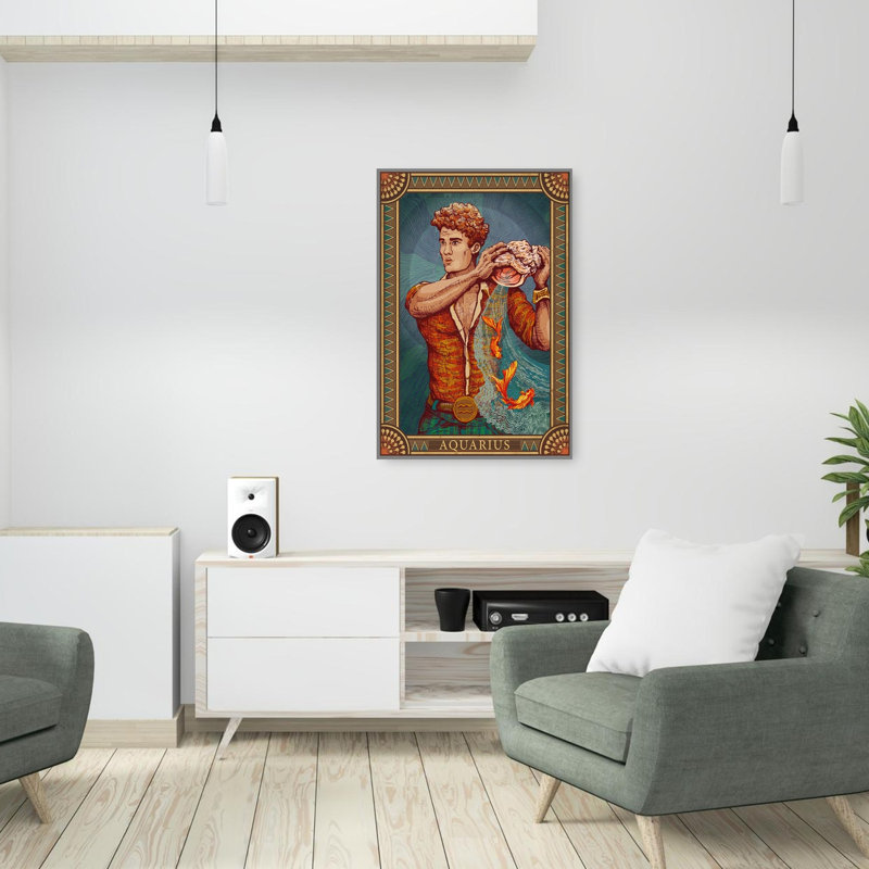Aquarius Water Bearer Vintage Goldfish Fish Ocean Wall Art Print 1 Piece Wrapped Canvas Wall Art, 91.44cm H x 60.96cm W