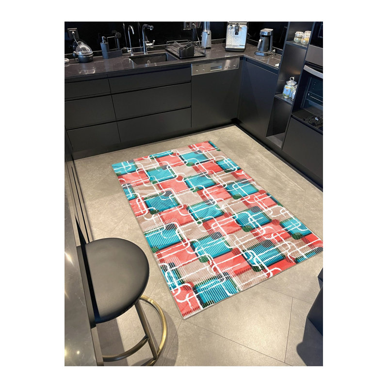 Tapis décoratif coloré à motif lavable à la machine, Sous-tapis carré 4 pi 11 po inclus