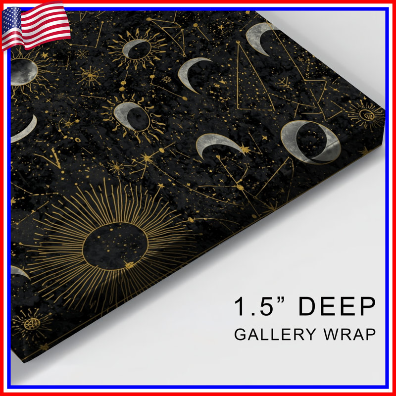 Toile tendue Celestial Sun Moon Constellations, 32 po x 32 po
