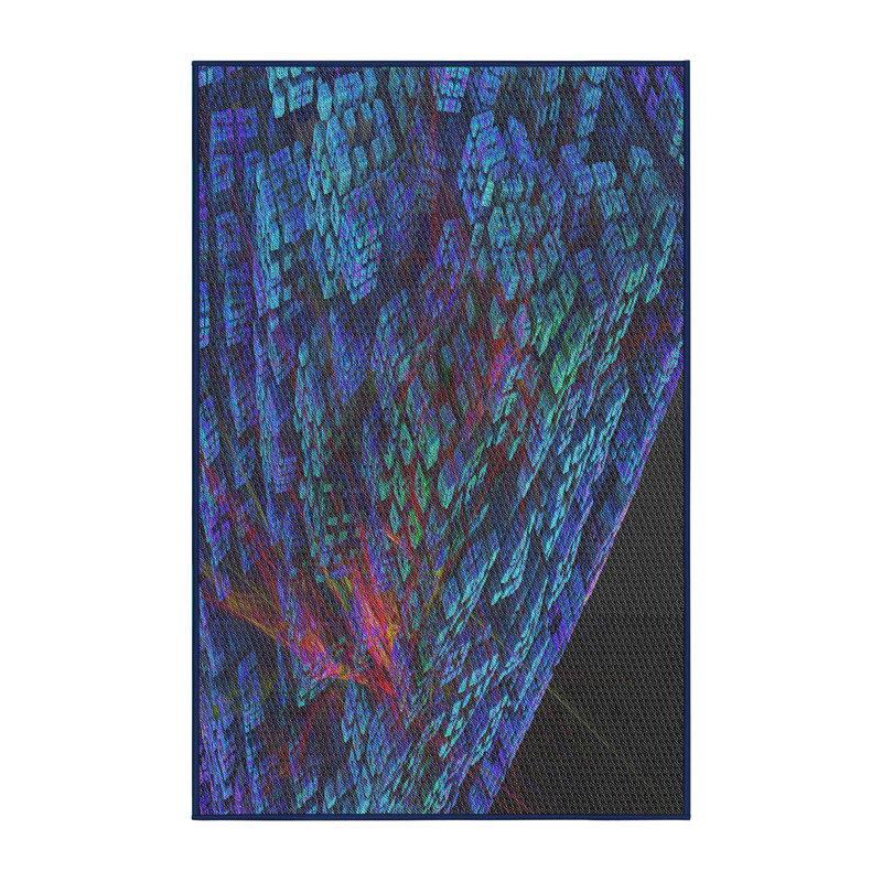 Tapis à tisser bleu/rose/noir, Rectangle 7 pi x 10 pi
