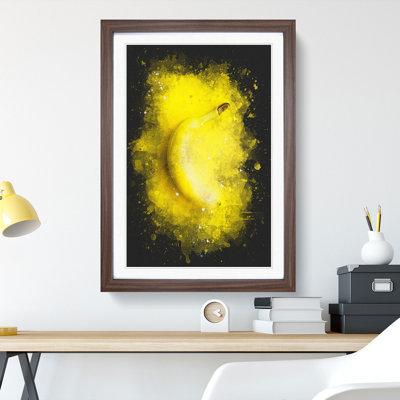 Yellow Banana Paint Splash - Picture Frame Graphic Art