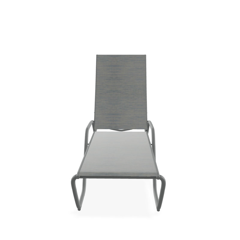 Outdoor Rust-Resistant Metal Chaise Lounge, Textured Graphite, Reflection