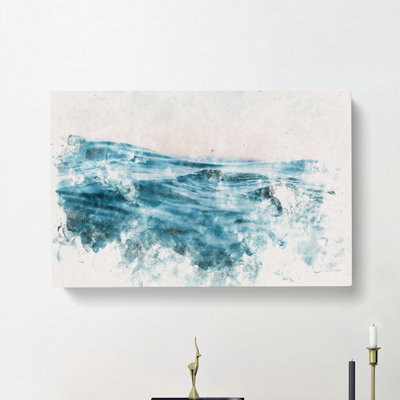 Rising Ocean Watercolour - Wrapped Canvas