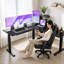 Bureau debout en L de 63 po à hauteur réglable en verre, chargement sans fil et rangement intelligent-133451098