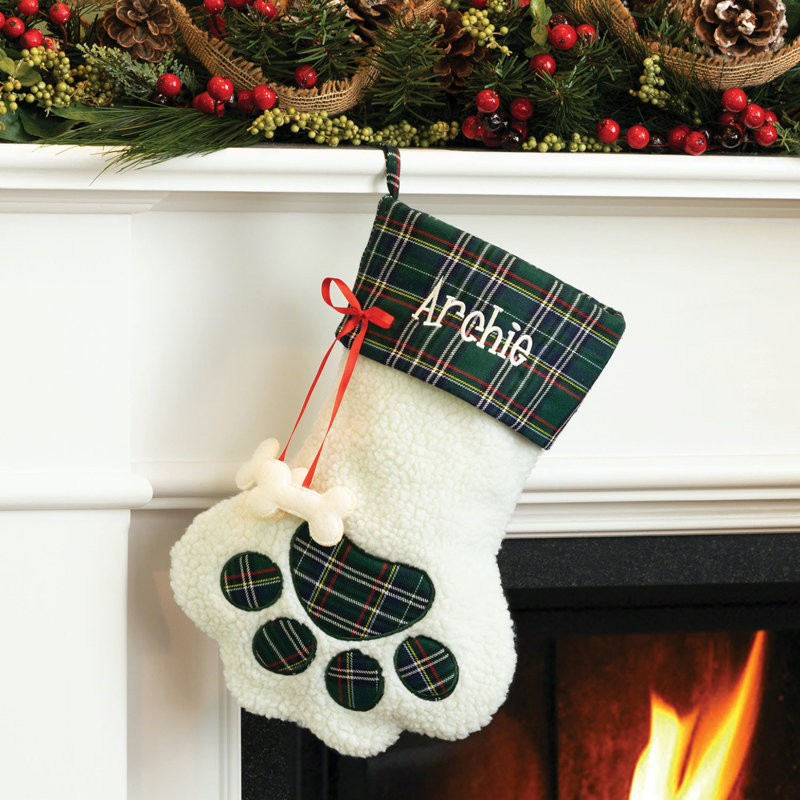 Dog Paw with Custom Pet Name Stocking