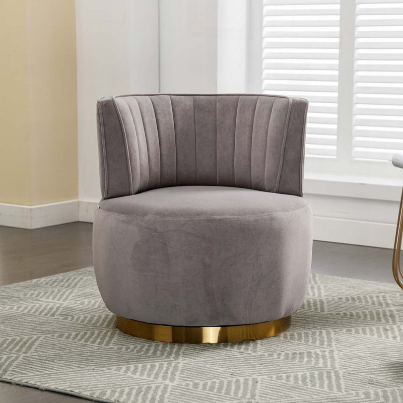 Fauteuil demi-tonneau Accent, Velours gris velours