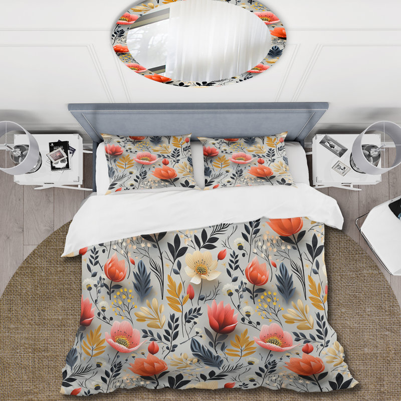 Ensemble de housse de couette Minimalist Radiant Blossom Serenity IV - Floral