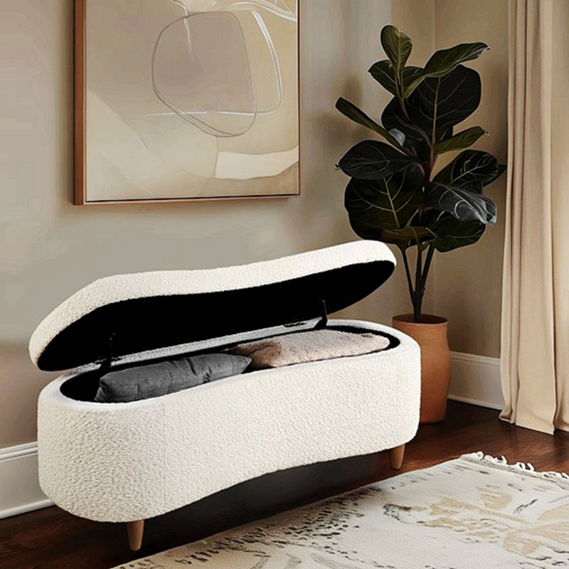 Banc de rangement Boucle Taupe, Crème, crème