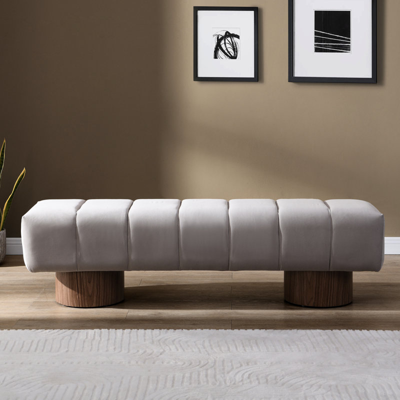 Banc de patio rembourré en tissu gris, capacité de poids de 300 lb, sans assemblage, sans support gris, sans compromis