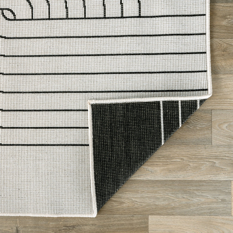 Modern Abstract Lines Weather Resistant Reversible Indoor/Outdoor Area Rug, Runner 2' x 7'