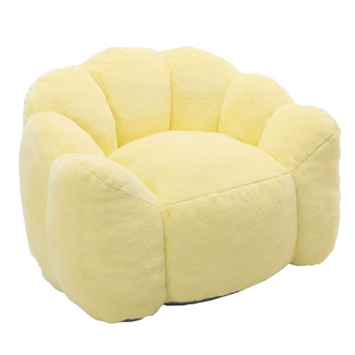 Comfortable Yellow Chair Filled With High - Density Memory Foam, And Easy To Maintain, Non Slip Design, For Bedroom Reading Adult Pillow Chair, Lotus Compression Hygienic Faux Fur, Bottom, Multi