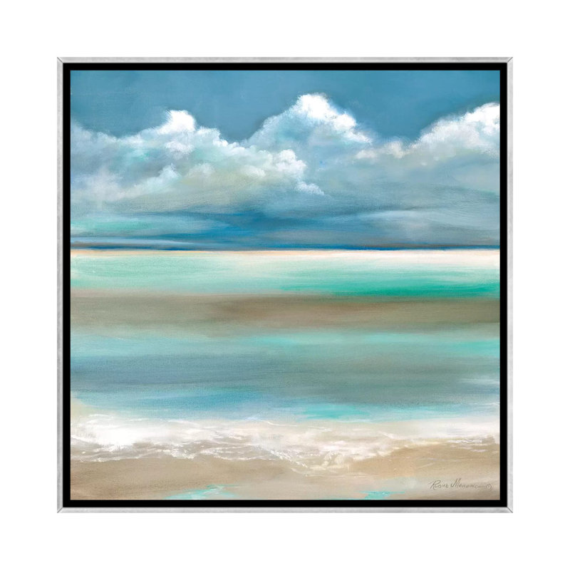 Tranquility by the Sea I par Ruane Manning - reproduction d'art, H 18 po x l 18 po x 1,5 po, Toile avec cadre argenté