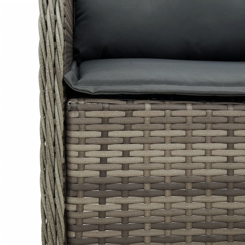 Ensemble repas avec coussins en rotin Vidaxl, Gris foncé / Gris, H 29,1 po x l 63 po x P 31,5 po, 6