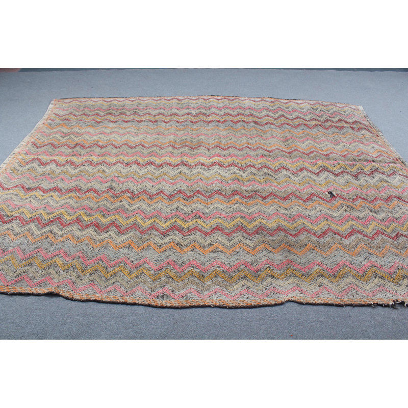 Large Vintage Turkish Oushak Kilim Rug with Classic Anatolian Pattern and Stylish Fringe