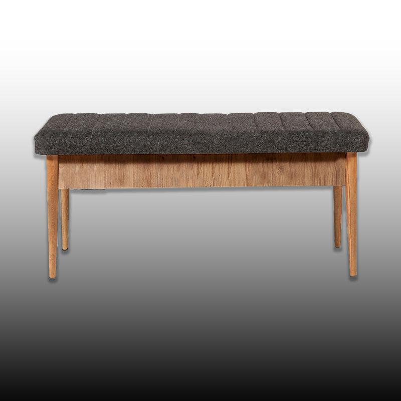 Banc rabattable avec pieds en charme et tissu en lin, Anthracite, Bois de pin de l'Atlantique