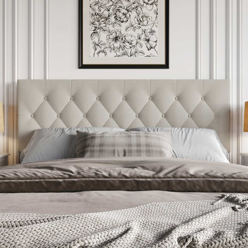 Gunnison King Tufted Upholstered Headboard, King, Warm Gray
